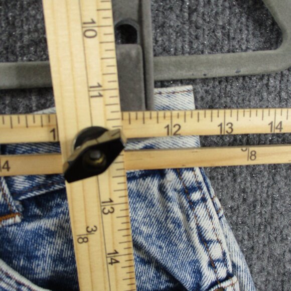 VINTAGE Chic Skirt Womens 7 Blue Acid Wash Denim Jean Short 80s 90s Made In USA - Picture 11 of 14